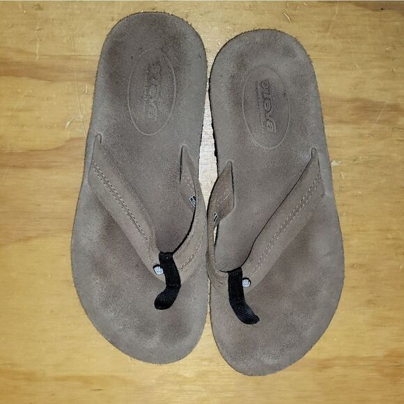 Teva Mush suede flip flops sandals Old Town Brown  sz 9 6149 - Picture 3 of 7